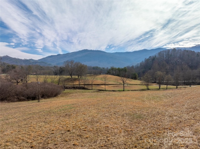 mountain view featuring a rural view