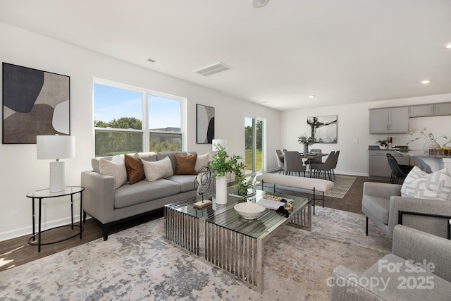 living room featuring light hardwood / wood-style flooring