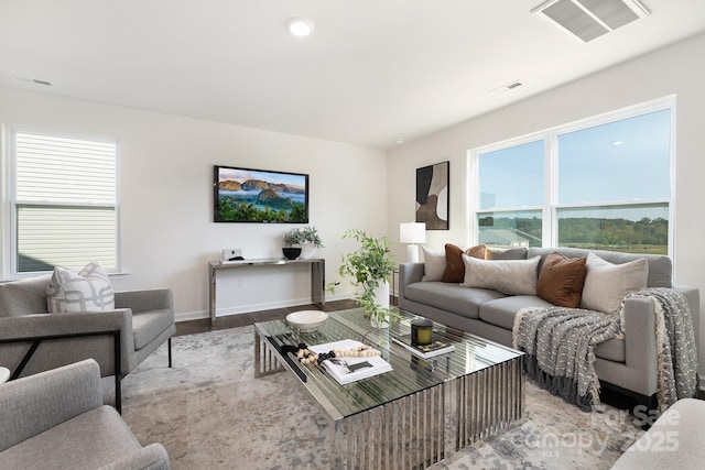 living room featuring light hardwood / wood-style floors