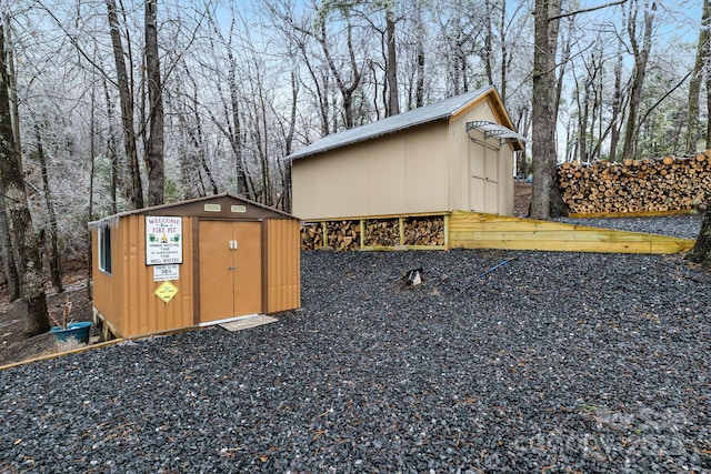 view of shed