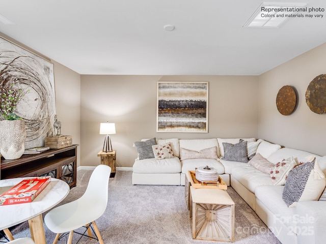 living room with carpet floors