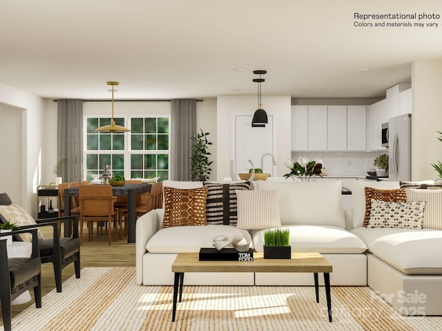 living room featuring light hardwood / wood-style flooring