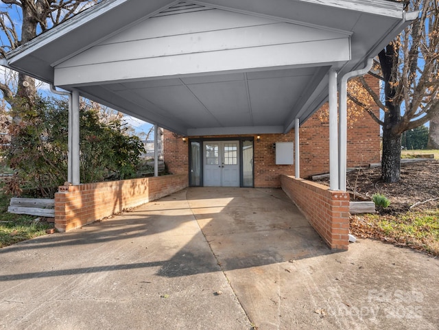 view of parking with a carport