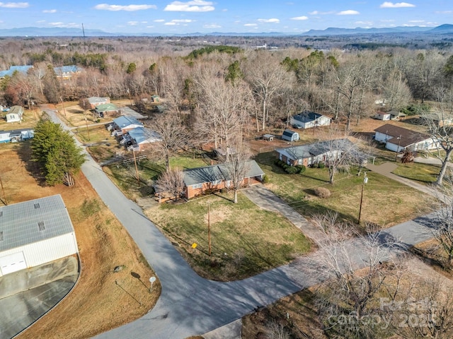 aerial view with a mountain view