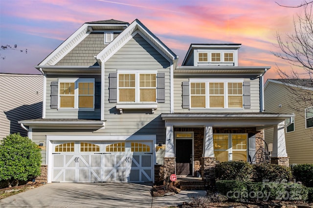 craftsman inspired home with a garage