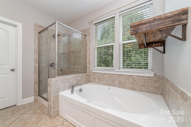 3004 Fallondale Rd, Waxhaw, NC 28173 - full bath with a garden tub, a shower stall, and tile patterned flooring