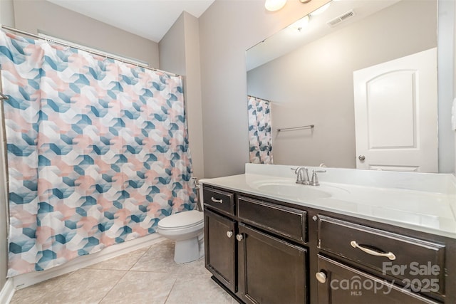 3004 Fallondale Rd, Waxhaw, NC 28173 - bathroom featuring vanity, toilet, tile patterned flooring, and a shower with shower curtain