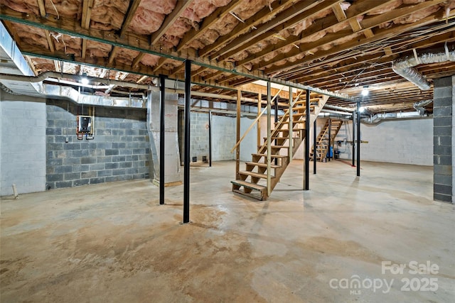 view of unfinished basement