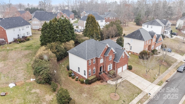 aerial view with a residential view