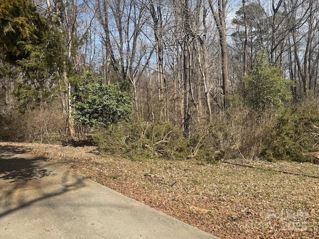 exterior space with a wooded view