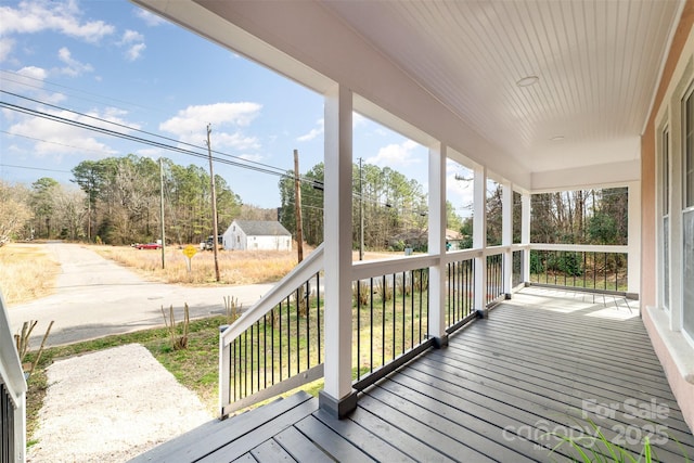 deck with covered porch