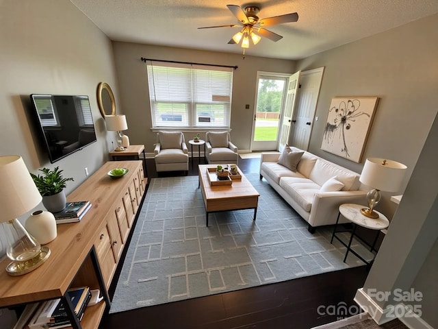 948 Shannon Bradley Rd, Gastonia, NC 28052 - living room featuring ceiling fan and a textured ceiling
