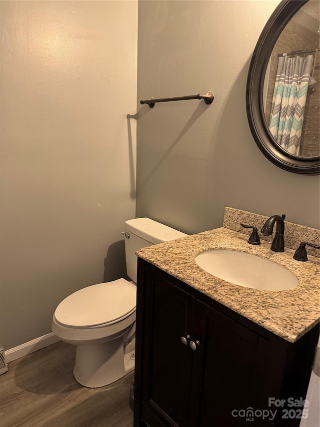948 Shannon Bradley Rd, Gastonia, NC 28052 - bathroom with vanity, wood finished floors, and curtained shower