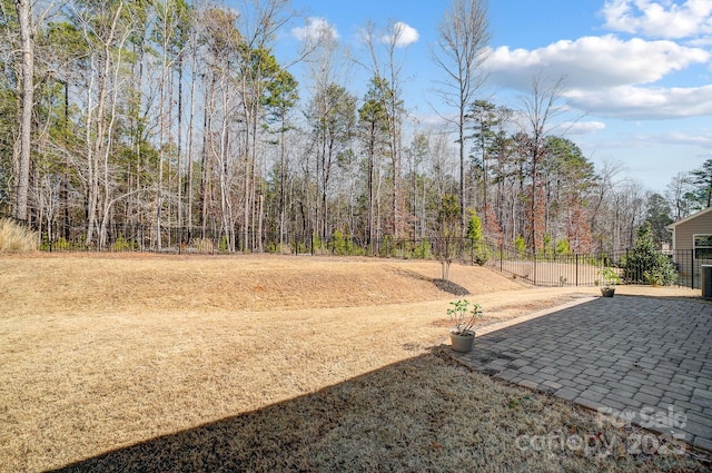 view of yard featuring a patio area and fence