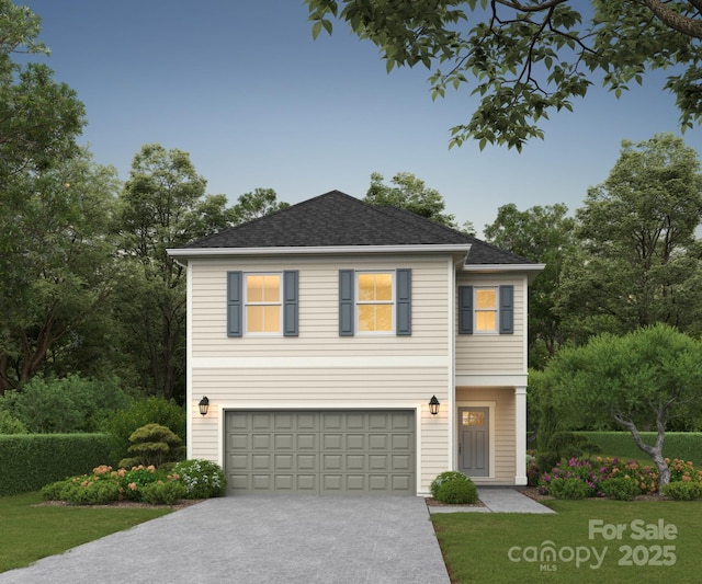 view of front of property with driveway and a garage