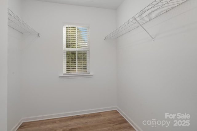 spacious closet with wood finished floors