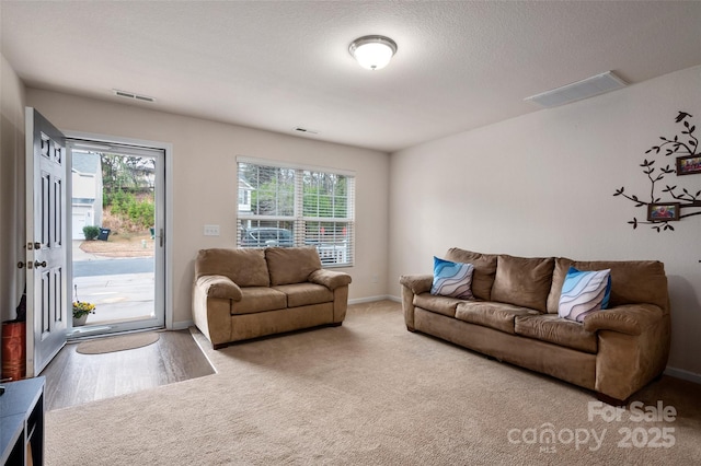 living area with plenty of natural light and visible vents