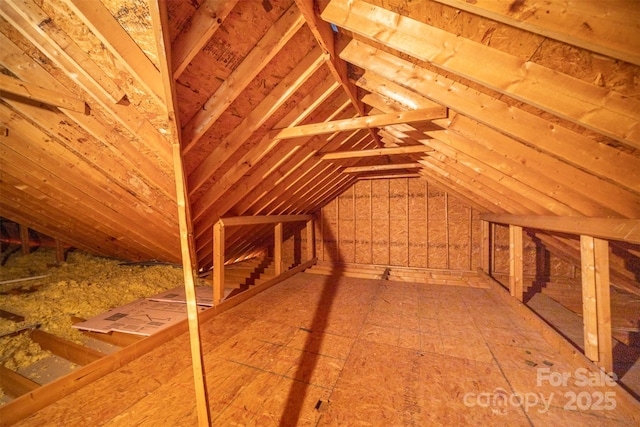 view of unfinished attic