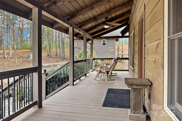 deck featuring a ceiling fan