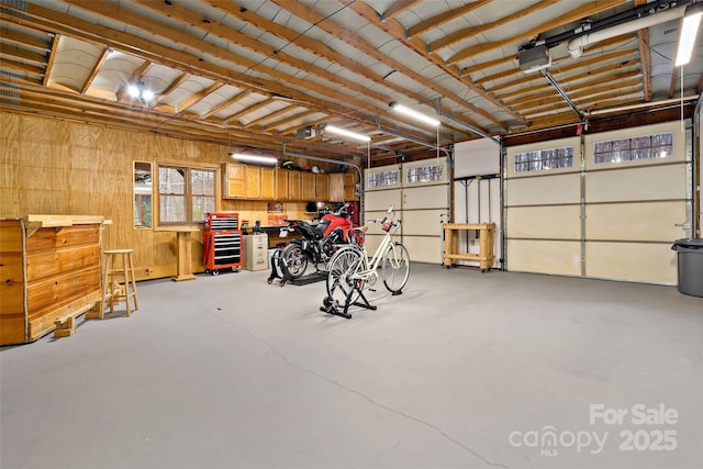 garage with a garage door opener