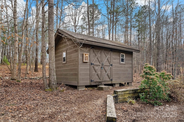 view of shed