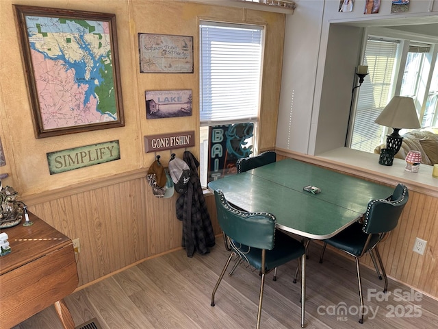 117 Badin Lake Cir, New London, NC 28127 - interior space featuring a wainscoted wall, wood walls, and wood finished floors