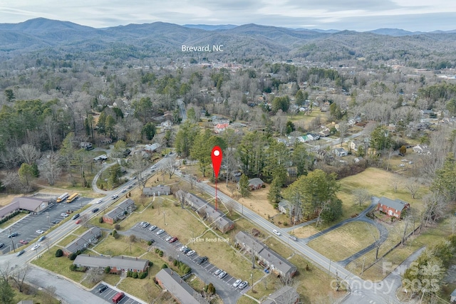 drone / aerial view with a mountain view