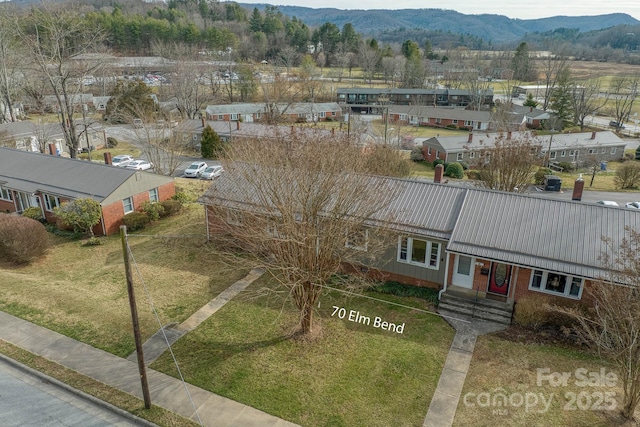 drone / aerial view with a mountain view