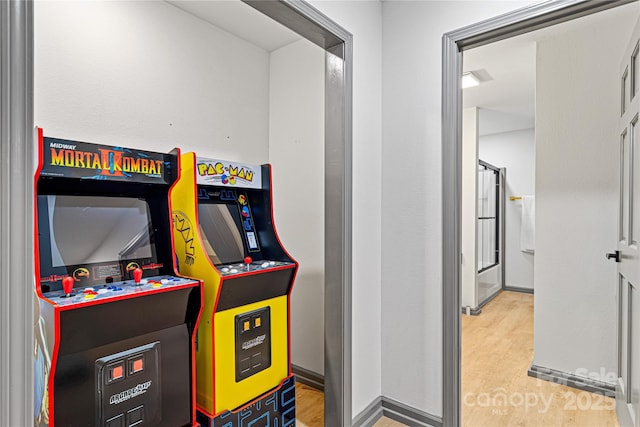 game room featuring wood finished floors