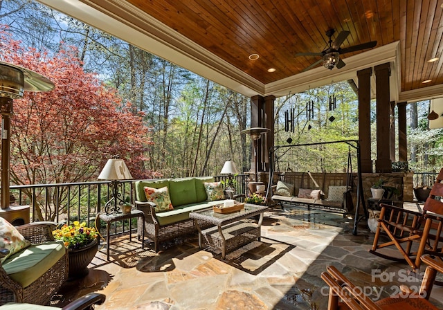 view of patio / terrace featuring outdoor lounge area and ceiling fan