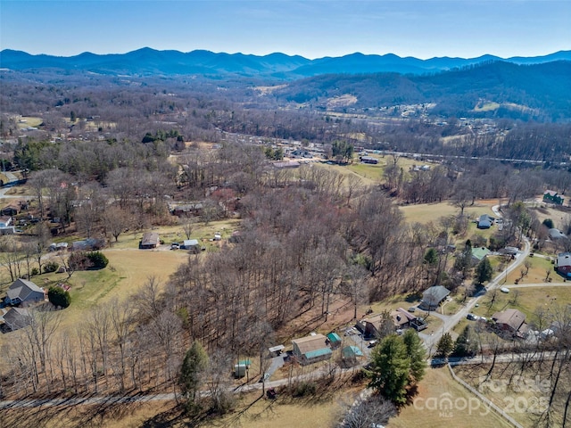 drone / aerial view with a mountain view