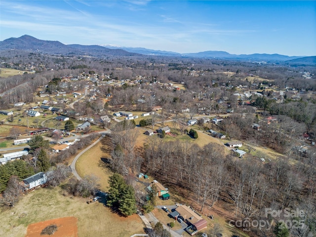 drone / aerial view with a mountain view