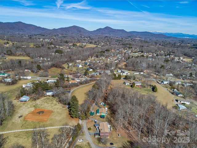 bird's eye view featuring a mountain view