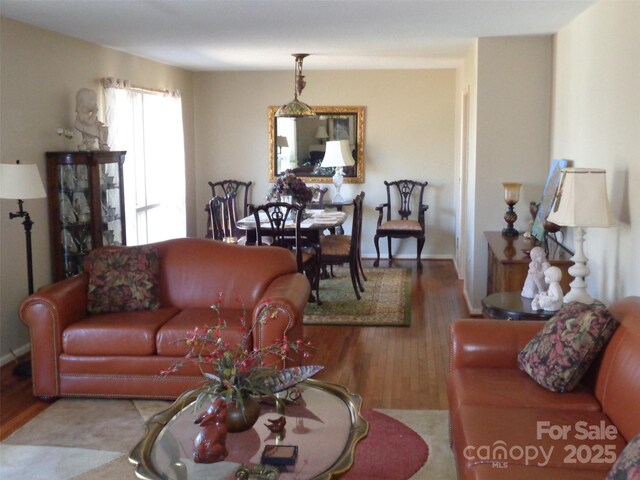 living area featuring wood finished floors