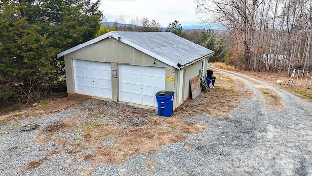 view of detached garage