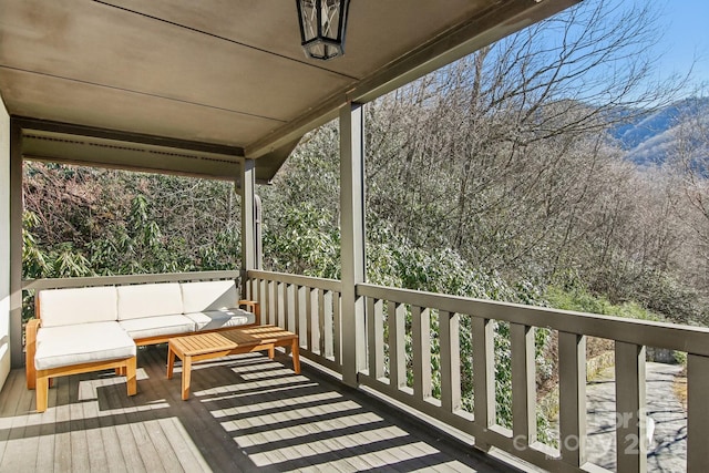 deck featuring an outdoor living space