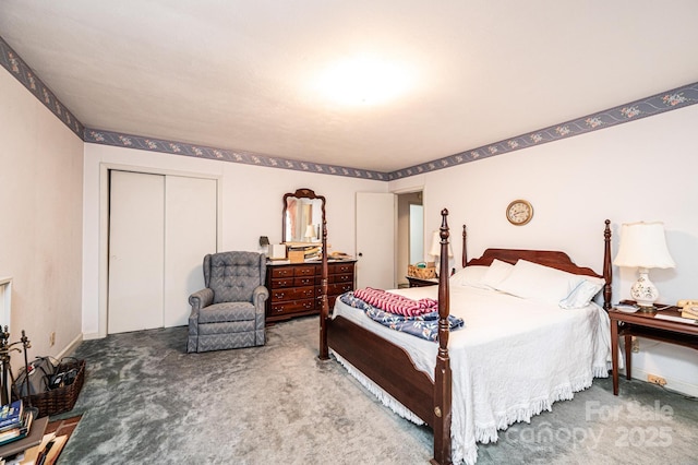 bedroom featuring a closet and carpet