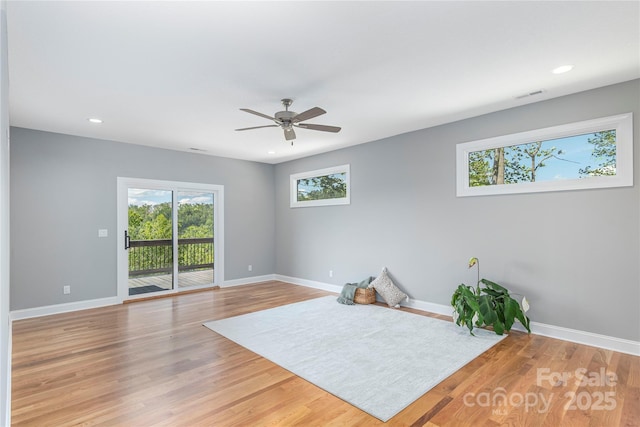 54 Herron View Ln, Weaverville, NC 28787 - unfurnished room featuring ceiling fan, light wood-style flooring, and recessed lighting