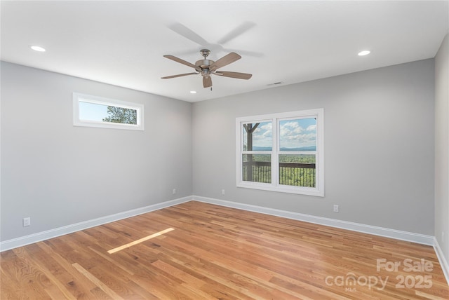 54 Herron View Ln, Weaverville, NC 28787 - empty room featuring a ceiling fan, light wood-style floors, and recessed lighting