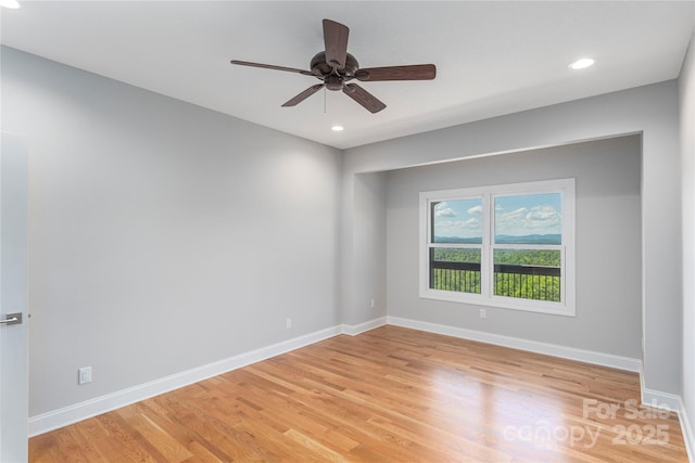 54 Herron View Ln, Weaverville, NC 28787 - unfurnished room featuring light wood-type flooring, a ceiling fan, and recessed lighting