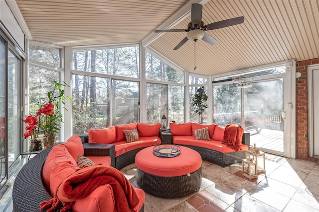 5101 Belicourt Dr, Charlotte, NC 28277 - sunroom / solarium featuring ceiling fan and vaulted ceiling