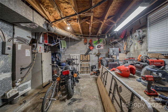 view of unfinished basement