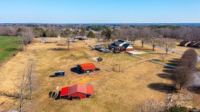 bird's eye view with a rural view