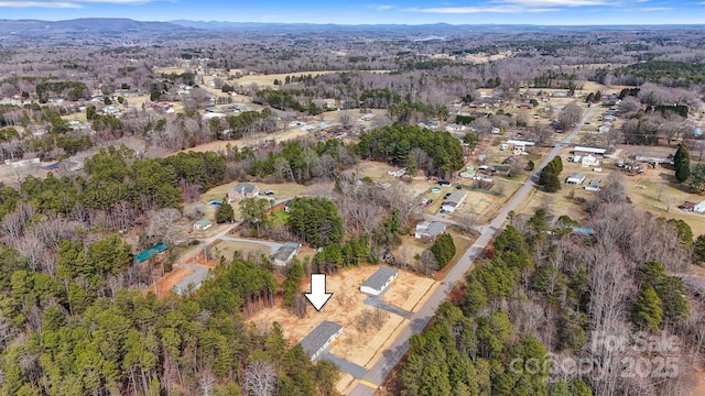 birds eye view of property with a mountain view