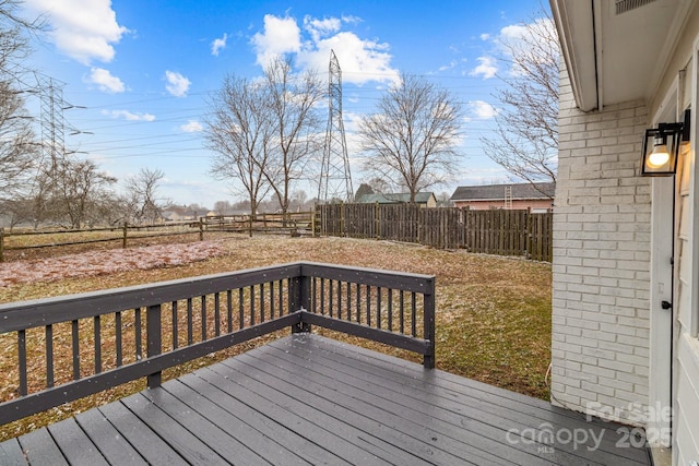 deck with a fenced backyard