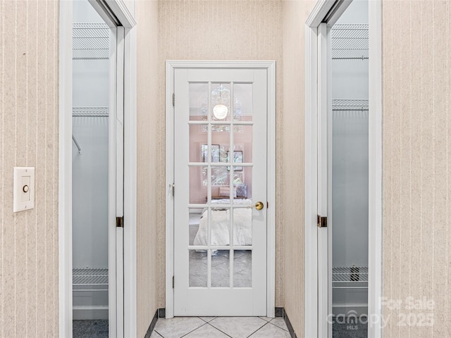 interior space featuring light tile patterned floors