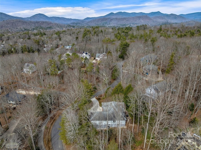 aerial view with a mountain view