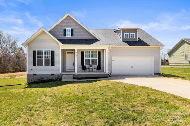 2504 Hovis Rd, Lincolnton, NC 28092 - view of front of property with covered porch, a garage, driveway, and a front lawn
