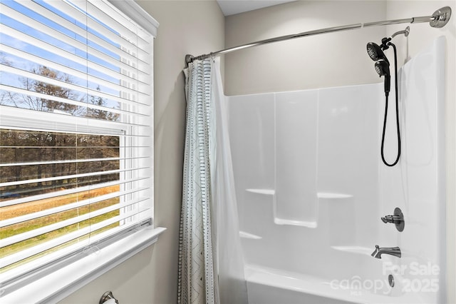 2504 Hovis Rd, Lincolnton, NC 28092 - full bathroom featuring plenty of natural light and shower / bath combo with shower curtain