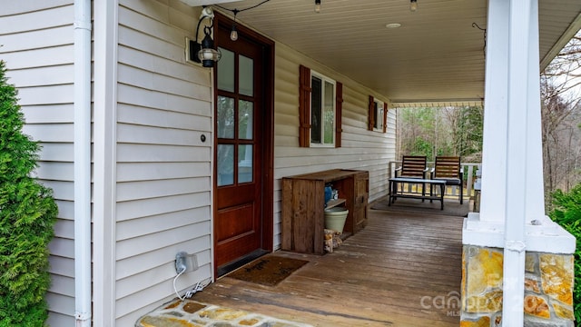 deck featuring a porch